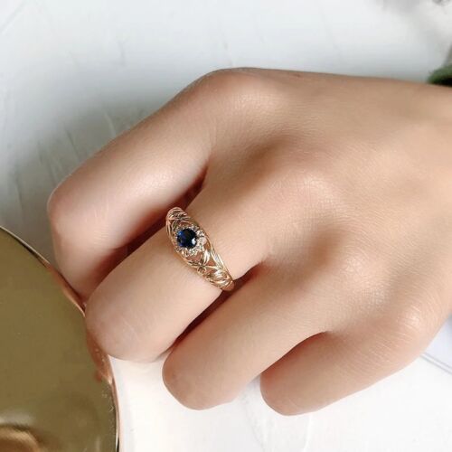 Eleganter Luxus Ring 585 RG Rotgold Rosegold Saphir blauen Zirkon 59 (18,8 mm Ø) - Bild 4 von 5
