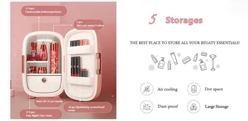 Makeup Refrigerator, Mini Fridge, White, 12L, Skincare Fridge - Picture 5 of 9