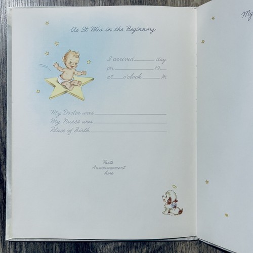 VINTAGE New Record of Baby Days 50s Baby Book Art Gini Dobson Bunny All About Me - Picture 4 of 6