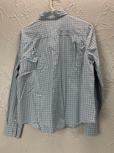 Cuello abotonado manga larga a cuadros azul marino antiguo para hombre talla grande - Imagen 3 de 3