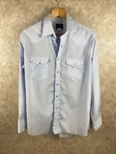 WRANGLER Men's Western Dress Shirt Size L Long Sleeve 2-Pocket Pearl Snaps