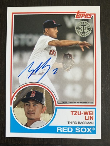 Tzu-Wei LIN 2018 Topps 35th Anniversary 1983 Design On Card AUTO #83A-TL Red Sox - Picture 1 of 2