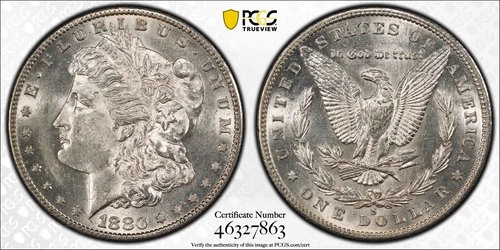 1880-S $1 Morgan Silver Dollar PCGS AU 58 True View Gold Shield