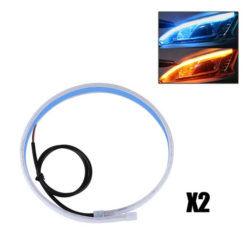 2x Waterproof LED DRL Car Turn Signal Lamp Strip Headlight Daytime Running Lamps - Bild 14 von 17