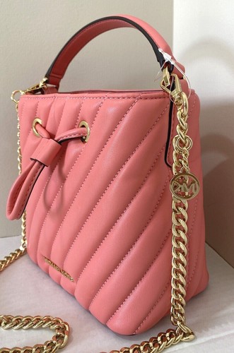 Neu Michael Kors kleine Suri Bucket Umhängetasche veganes Leder Grapefruit - Bild 2 von 6