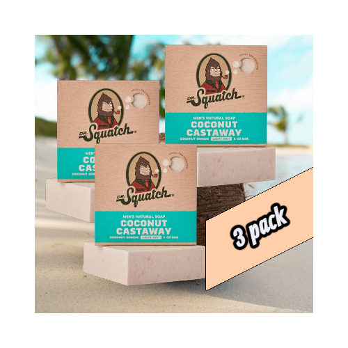 Jabón en barra natural Dr. Squatch coco náufrago 5 oz (paquete de 3) - Imagen 1 de 5