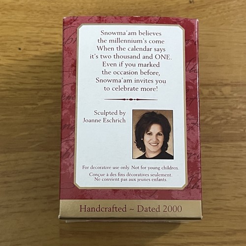 Hallmark Keepsake Ornament Millennium Snowmaam Y2K 2000 Tip Your Hat - New — - Picture 2 of 2