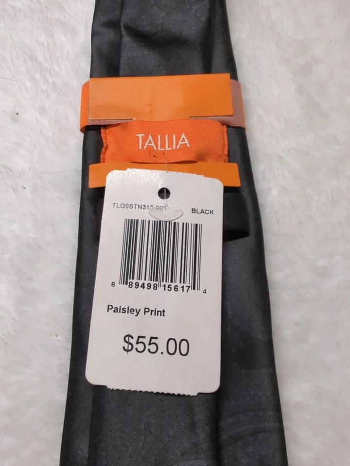 Corbata Tallia Para Hombres Paisley Autoatada Negra Estampado Paisley Precio de venta sugerido por el fabricante $55 Nueva Foto 3 de 4