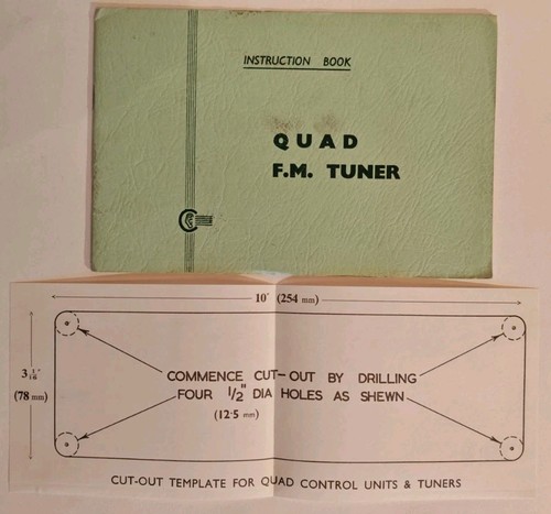 Quad FM Tuner Green Instruction Book Manual and Cut-out Template - Issue 5 - Picture 1 of 2