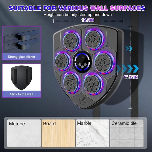 Smart Bluetooth Music Boxing Machine,10 Modes Wall Mounted Electronic Punching - Picture 5 of 8