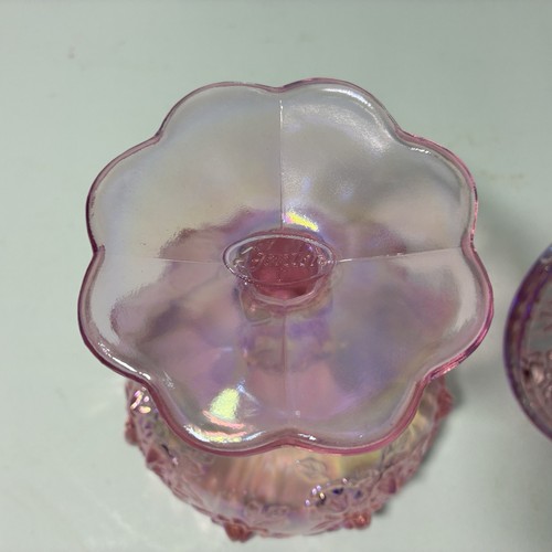 Fenton Pink Opalescent Cabbage Rose Lidded Candy Dish with Lid - Nice! - Picture 9 of 11