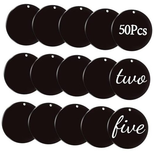 50 Pcs Blank Black Keychain Black Round Acrylic Blanks 2 Inch/50 mm Circles
