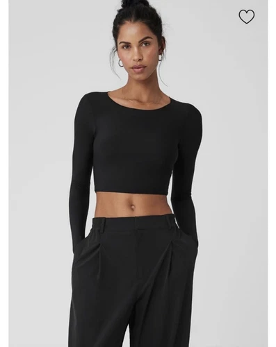 Alo Yoga Mesh Sheer Illusion Long Sleeve in Black Size XS  Crop Top NWT 