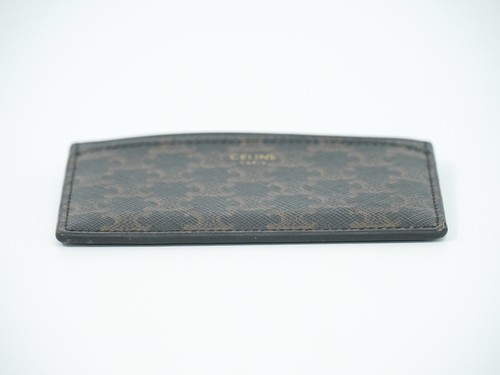 CELINE Triomphe Custodia Porta Carte in PVC Nero Marrone - Foto 3 di 15