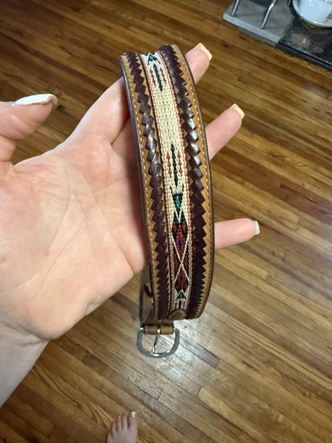 Tony Lama Men's Laced Edge Ribbon Bark Belt 44” Western