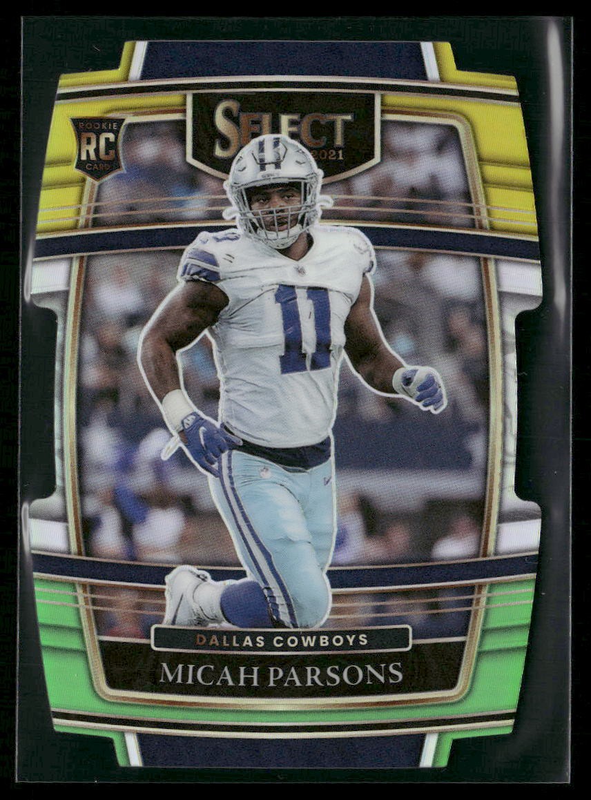 Rookie 2021 Panini Select #85 Micah Parsons Green and Yellow Prizm Die Cut
