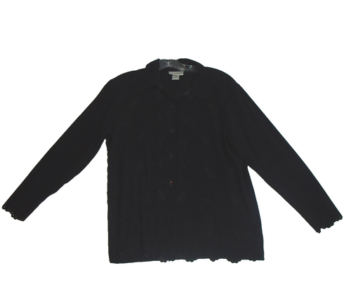 Teddi Ladies Black Embroidered Long Sleeve Faux Suede TOP Size Small Boho - Picture 12 of 13