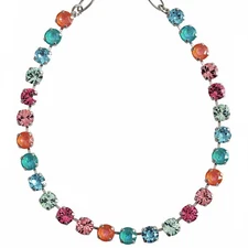 NEW Mariana CORAL COVE Sea Blue Coral Pink Sunrise Round Tennis Crystal Necklace