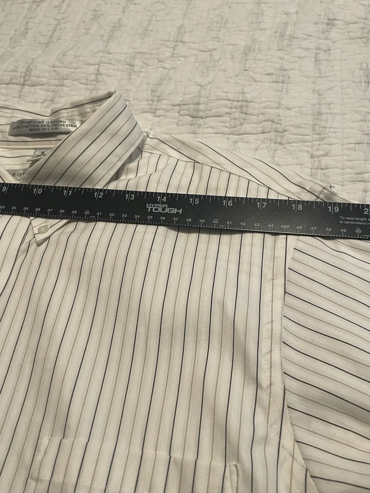 VTG Geoffrey Beene Dress Shirt Men's 16 34/35 White Stripes Long Sleeve USA Made - Image 3 of 4