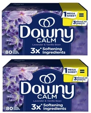 Downy Infusions Calm Mega Dryer Sheets, Lavender and Vanilla Bean Scent, 80x2 Ct