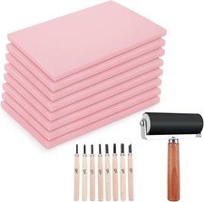 8PCS 4x6 Inch Linoleum Carving Blocks for Printmaking, Rubber Linocut Block Stam