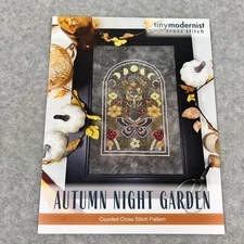 AUTUMN NIGHT GARDEN Tiny Modernist Cross Stitch Pattern