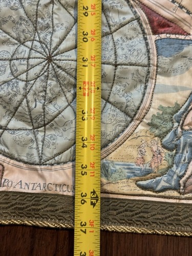 Antiguo mapa del mundo francés colgante de pared vintage, borde de cuerda, detalles acolchados *LEER* - Imagen 11 de 14