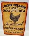 Chicken Lady Metal Tin Sign 8x12 Farmhouse Rustic Funny Wall Decor Vintage Style