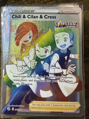Chili & Cilan & Cress 273/264, Fusion Strike, Secret Rare Rainbow Holo, Pokemon