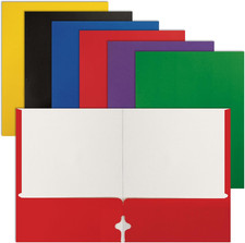 Letter Size Paper Portfolios Case of 100, Assorted Primary Colors, (Assorted, 2 