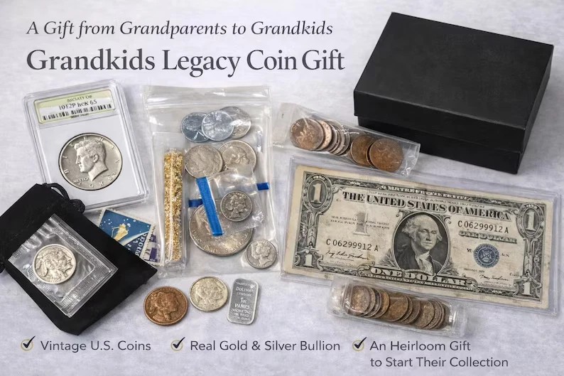 Grandkids Legacy Coin Gift – Vintage U.S. Silver, Gold, Proof Collection