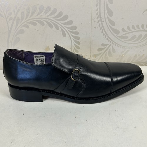 Samuel Windsor Hecho a Mano Cuero Negro Monje Hebilla Correa Zapatos Reino Unido 9 Inteligente Formal - Imagen 11 de 14
