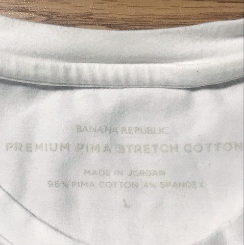 Banana Republic Mens L Premium Pima Stretch Cotton T-Shirt All White Crew - Picture 4 of 10