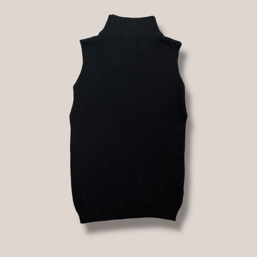 sacai 2013 gilet in maglia collo alto con corsetto vestito nero