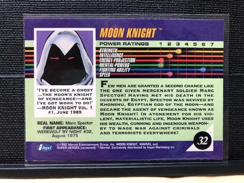1992 Marvel Entertainment Group, Moon Knight, Impel Card #32 (NM) - Foto 10 di 12