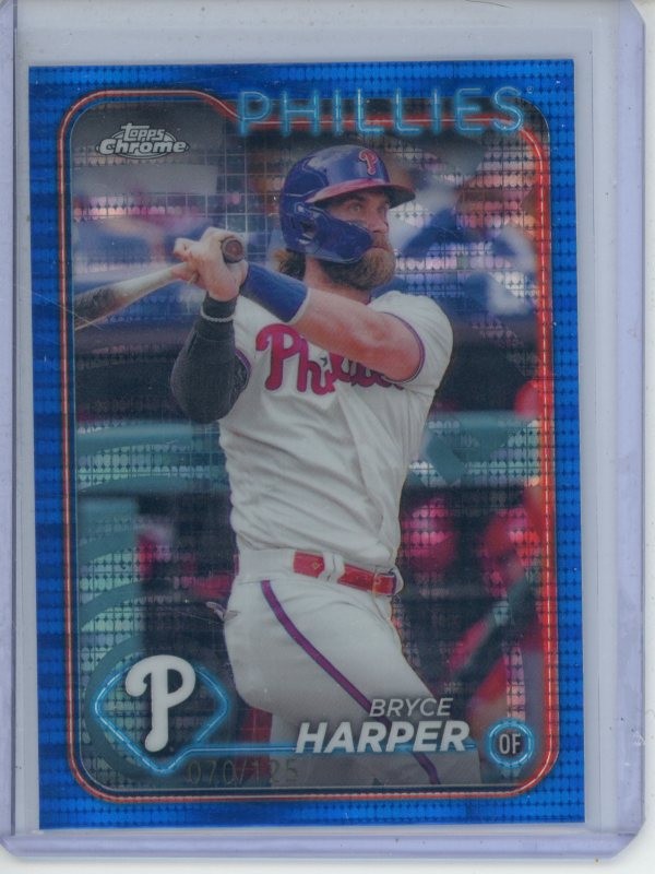 2024 Topps Chrome Bryce Harper Blue Sonar Refractor #070/125 Phillies C323