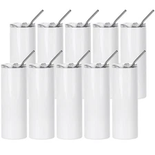 PYD Life 20 ounce Straight sided Sublimation tumblers with straw. New box of 10