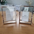2 x Metal Photo Frame Silver Slimline Metal Folding Design 3 x 2