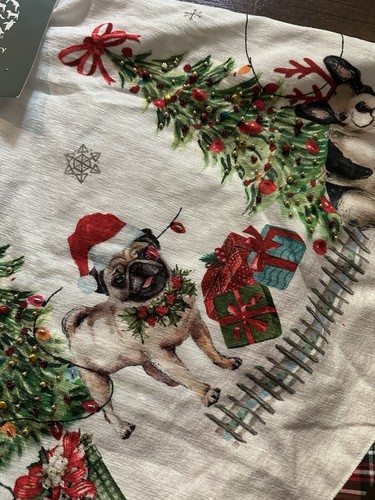 Humane Soc. LRG 50” Dogs Christmas Tree Skirt Pug Lab French Bulldog Bells Beads - Picture 3 of 8