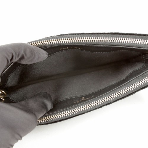 CHANEL Black Velvet Pearl Quilted Double Zipper WOC Crossbody Bag 24 61048944 - Picture 13 of 15
