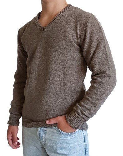 Men's V-Neck 100% Cashmere Chunky Knit Sweater Thick and Warm 7 Colors - Picture 8 of 31