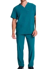 Dickies Dynamix Men Scrub Top VNeck Small  DK640,Moisture Wickig Caribbean Blue