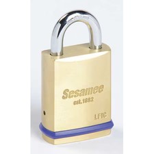 Sesamee 56410 Padlock, Coreless, Standard Shackle, Rectangular Brass Body,