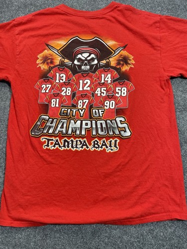 Tampa Bay Buccaneers Shirt Men’s Medium Red City Of Champions Tom Brady Gronk - Picture 6 of 8