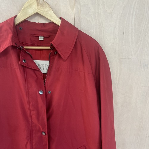 Burberry Brit Coat Classic Check Red Ladies' Size 14 Duffle Overcoat Style - Picture 9 of 19