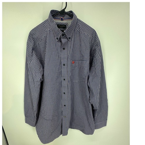 Ariat Pro Series XL Mens Button Down Shirt Blue Red Plaid Long Sleeve Casual - Picture 5 of 9