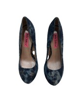 Betsey Johnson Sophiaa Denim and Gold Platform Heel 7