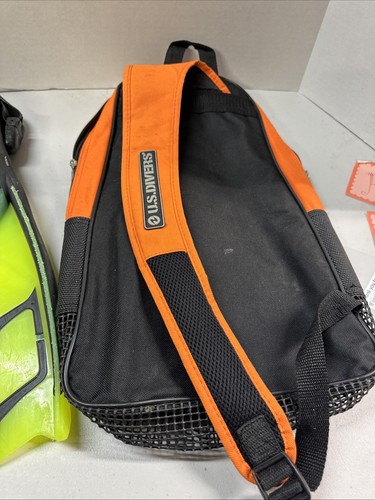 US Divers Hydroflex Fins And Bag Neon Yellow Orange Bag Size Mens 7-10 - Picture 5 of 5