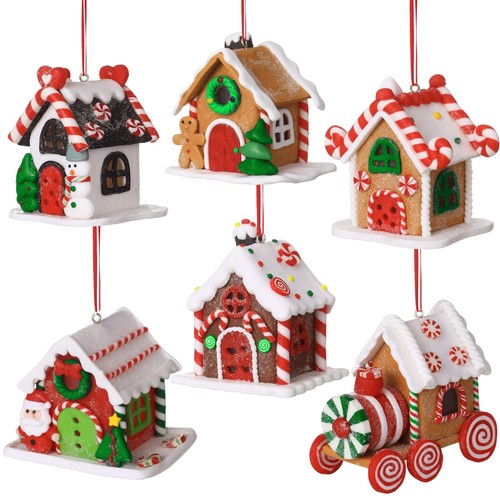 6 Pcs Gingerbread House Ornaments for Christmas Tree Gingerbread Christmas De... - Picture 1 of 6