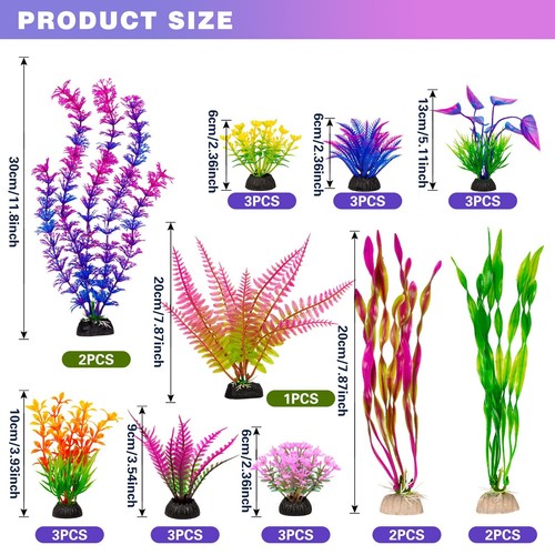 Fish Tank Artificial Plastic Plants Decorations Large Aquarium Decor Betta Go... - Picture 2 of 7